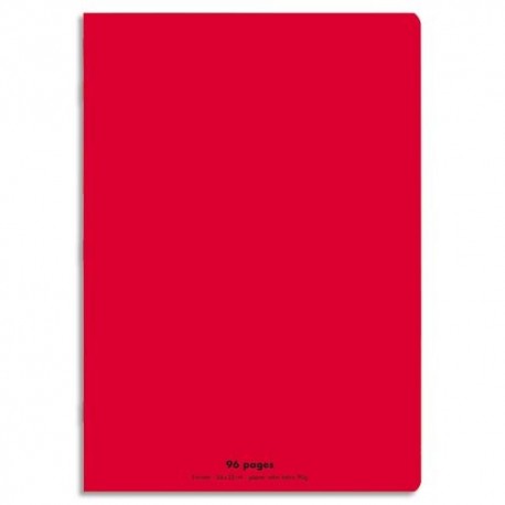 Cahier 24x32 96 pages grands carreaux piqure 90g  Couverture polypropylène rouge