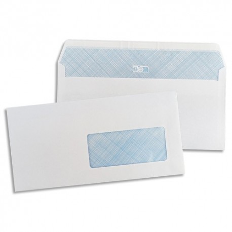 Eco 5* B/500 enveloppes blanches autoadhésives 75g format DL (110x220) fenêtre 45x100mm