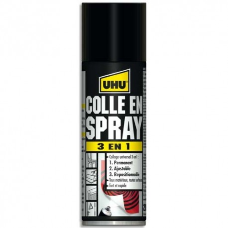 Colle UHU - Colle universelle en spray 3 en 1 : permanent, ajustable, repositionnable, 200ml