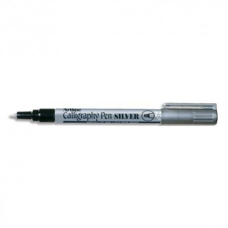 SIGN Stylo calligraphie pointe fibre biseautée 2,5mm. Coloris argent