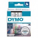 DYMO Cassette D1 (53710) ruban impression noir sur fond transparent 24mm x 7m pour étiqueteuse Dymo