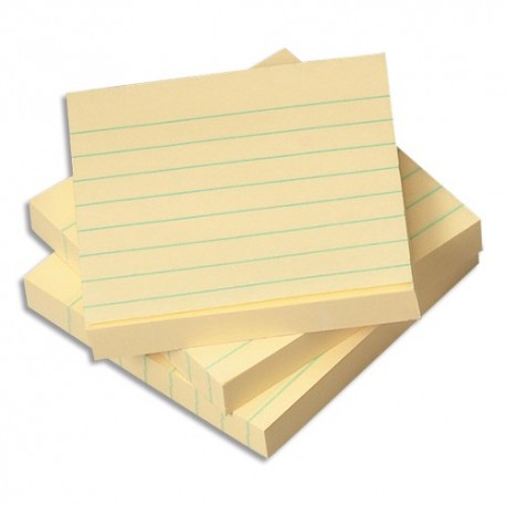 Bloc notes repositionnables Post-it 6 lots de 100 feuilles 76x76mm jaune quadrillé