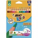 Crayon de couleur Bic Evolution Triangle étui de 12 coloris assortis