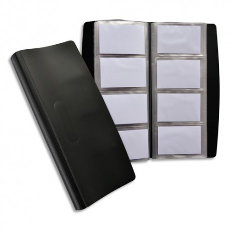 ELBA Porte-cartes de visite tout terrain noir capacité 240 cartes en PVC L13,5 x H27,7 cm