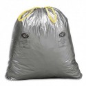 SACS POUBELLES Boîte de 200 Sacs-poubelles à lien coulissant gris déchets courants 110 litres 45 microns