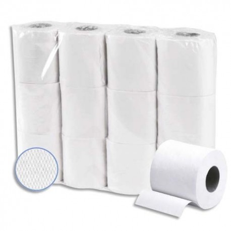 HYGIENE Colis de 48 rouleaux Papier toilette Extra blanc ouate 2 plis recyclée 200 feuilles 247245R