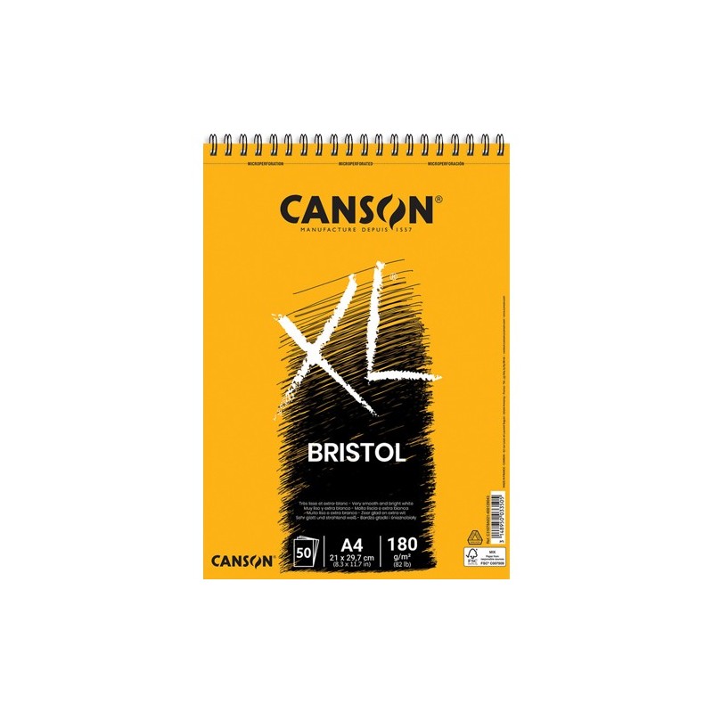 Bloc de 50 feuilles de papier dessin Canson XL Bristol - papier