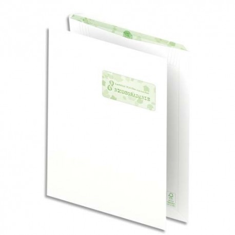 OXFORD Boîte de 500 pochettes recyclées extra blanches 90g format C4 (229x324) avec fenêtre 50x100 mm