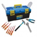 SAFETOOL Malette outils plastique, 10 outils inclus : pince coupante, marteau, clé à molette, 7 tournevis
