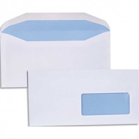Enveloppe blanche Neutre Boite 1000 mise sous pli automatique 80g format DL2 (114x229) fenêtre 45x100