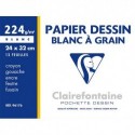 Papier dessin Clairefontaine pochette de 12 feuilles dessin blanc format 24x32cm 224 grammes
