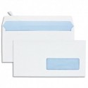 NEUTRE B/500 enveloppes blanches autoadhésives 80g format DL (110x220) fenêtre 35x100mm