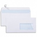 NEUTRE B/500 enveloppes blanches autoadhésives 80g format DL (110x220) fenêtre 45x100mm