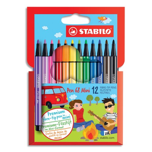STABILO Pen 68 brush ARTY feutre pinceau - Etui carton de 24 feutres -  Coloris assortis