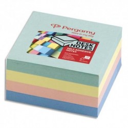 PERGAMY Bloc cube de 320 feuilles repositionnables dimensions 7,6x7,6cm. Coloris assortis pastel