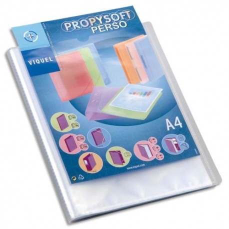 Porte vues VIQUEL - Protège documents personnalisable Propysoft 20 pochettes Couleur:Incolore