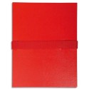 Chemise à sangle velcro dos extensible Exacompta 390  recouverte de balacron grand rabat assortis ou à la couleur - Rouge