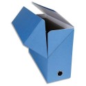 Boîtes de transfert toilées de la marque Exacompta en carton rigide recouvert de papier dimensions 34x25,5 cm - Bleu clair