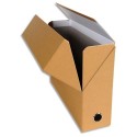 Boîtes de transfert toilées de la marque Exacompta en carton rigide recouvert de papier dimensions 34x25,5 cm - Havane