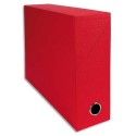 Boîtes de transfert toilées de la marque Exacompta en carton rigide recouvert de papier dimensions 34x25,5 cm - Rouge
