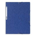 Chemise 3 rabats à élastiques Exacompta en carte lustrée 5/10e 400gr Format 24x32cm Coloris au choix - Bleu