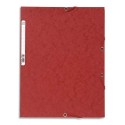Chemise 3 rabats à élastiques Exacompta en carte lustrée 5/10e 400gr Format 24x32cm Coloris au choix - Rouge