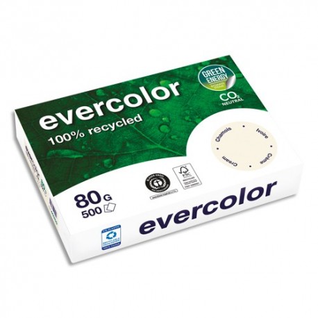 Ramette papier couleur A4 Clairefontaine Evercolor 80g 500 feuilles recyclé  Couleur:Ivoire Grammage:80 Grs Format:A4