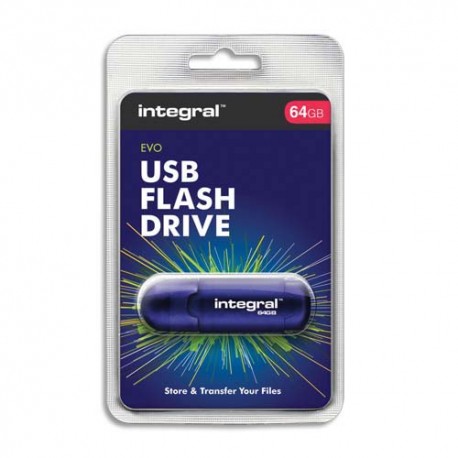 INTEGRAL Clé USB 2.0 EVO Bleue 64Go INFD64GBEVOBL + Redevance