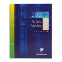 Feuilles simples grands carreaux 17x22 perforées couleur 50 pages à la couleur : bleu, rose, vert,jaune Clairefontaine