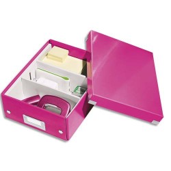Boîte de rangement LEITZ CLICK&STORE S-Box avec compartiments amovibles. Coloris rose